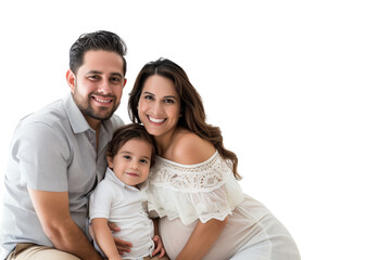 Family father mother son daughter kid studio photo white background