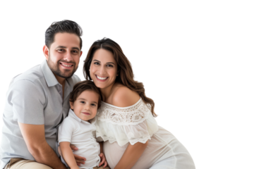 Family father mother son daughter kid studio photo white background