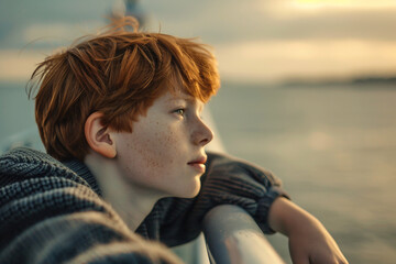 Luxury boat yacht shop cruise liner traveling through sea ocean teal water, Generative AI