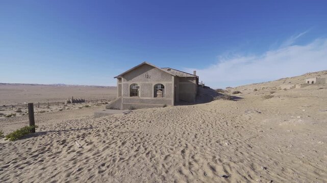 Kolmanskop, The abandoned houses. the famous tourist attraction in Namibia, South Africa. Empty sand dune in home room . The ghost town.