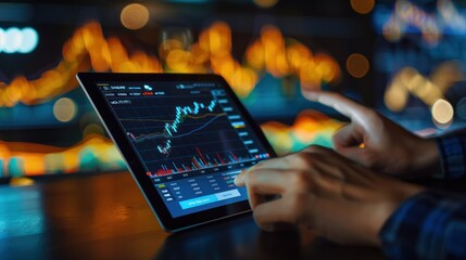 Businessman using a tablet to check stock market updates, illustrating digital finance tools