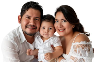 Family father mother son daughter kid studio photo white background