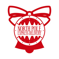 North pole express delivery. Christmas stamp design. Template for Xmas handmade gifts. Vector illustration.