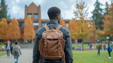 Student with backpack on university campus
 - Powered by Adobe