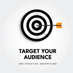 Target Audience Black Symbol for Advertising, Marketing and Finding the Right Audience. Vector Illustration Template