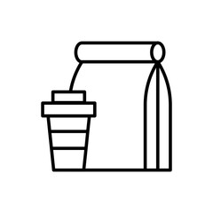 Food bag and drink outline icons, minimalist vector illustration ,simple transparent graphic element .Isolated on white background