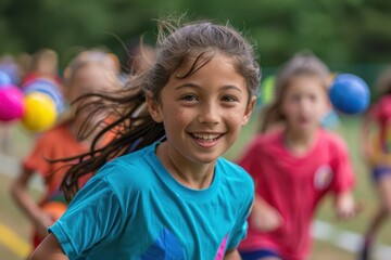 Happy Kids Enjoying School Sports Day Activities in Physical Education Class