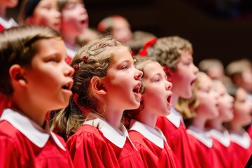 Fototapeta premium Young Students Participating in a Joyful School Choir Performance as Part of Their Performing Arts Education Journey