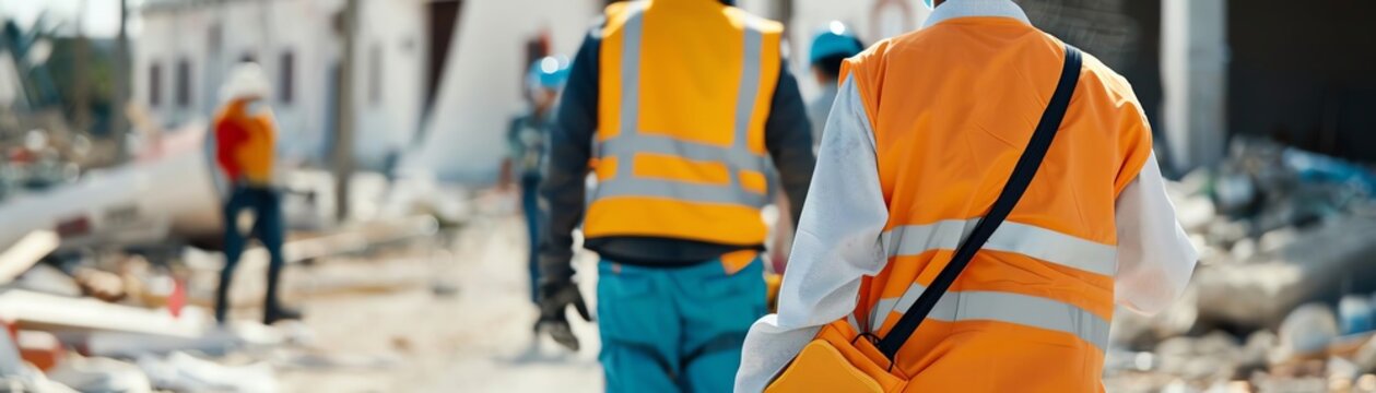 Disaster Relief Efforts  A brightly lit image of disaster relief efforts