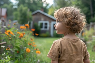 Curious Child Engaging in Backyard Nature Study for Homeschool Biology Exploration