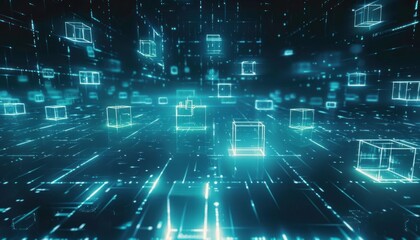 The squares are arranged in a way that creates a sense of depth and movement