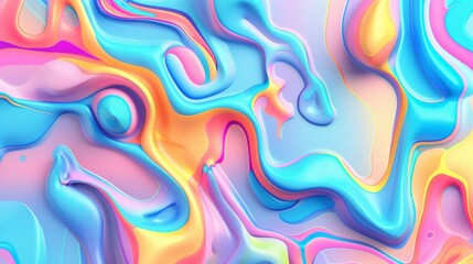 Obraz premium Captivating fusion of vibrant liquid paints seamlessly blending, contemporary artistic concept, psychedelic energy and motion, trendy holographic shimmer