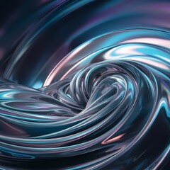 3d render abstract background Transparent glossy glass Holographic curved wave in motion Iridescent design element for background wallpaper