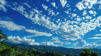 Blue sky adorned with white clouds