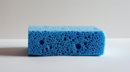 Blue rectangle sponge on white backdrop