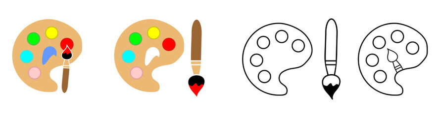  Art icon Palette icon vector illustration. Palette and brush icon water colour Art