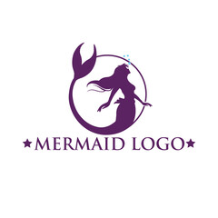 Elegant Minimalist Mermaid Logo, Enchanting Mermaid Silhouette Logo, Classic Mermaid Logo Design