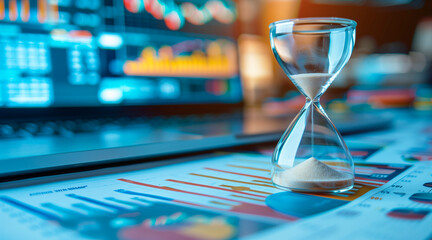 a Hourglass, yearly financial report, chart with years data statistics, company progress and growth by year, 2025