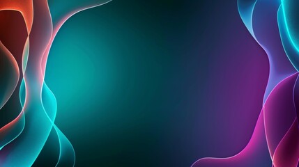Colorful wavy lines forming abstract background on gradient backdrop with copy space frame