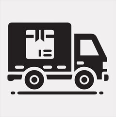 Delivery truck silhouette vector on a white background
