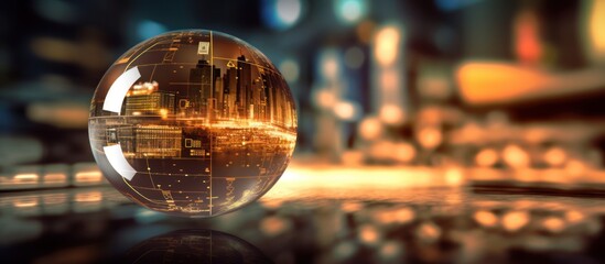 Glass Sphere Reflecting a Cityscape