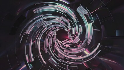 Fototapeta premium Abstract 3d art background with curve shape. Holographic color