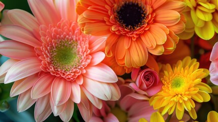 Macro photograph of a lovely bouquet of fresh blooms