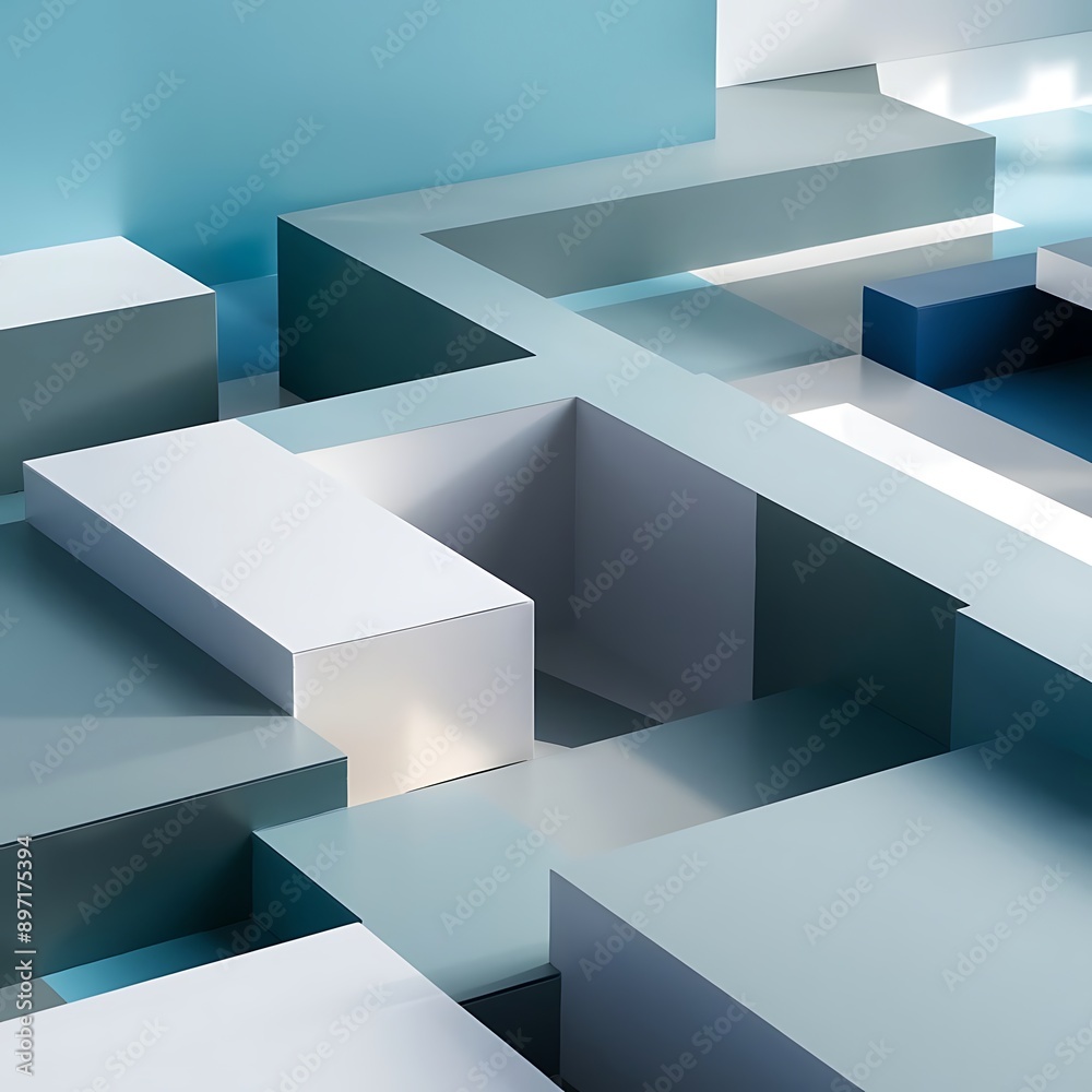 Fototapete abstract 3d rendering of a modern geometric minimalistic design background