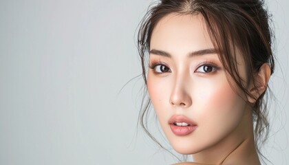 Elegant Asian Beauty with Perfect Complexion Closeup Portrait of a Woman close up of woman