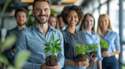 Corporate team developing ecofriendly business solutions