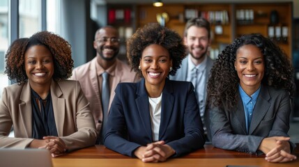Corporate team planning financial outreach programs, financial services underserved, focus on, community impact theme, vibrant, composite, boardroom backdrop, copy space for text,
