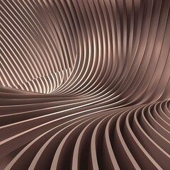 Abstract 3d rendering of smooth surface with lines. Striped modern background