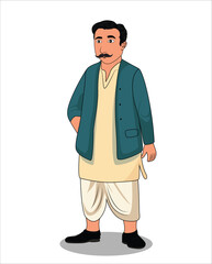 Indian village man cartoon character design
