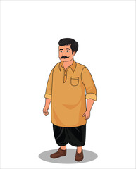 Indian village man cartoon character design