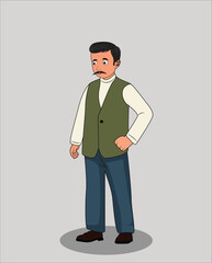 Indian rich man cartoon character design