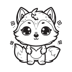 Cute Baby Wolf Vector Art, Adorable Wolf Pup Illustration, Kawaii Wolf Cub Vector