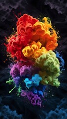 Abstract colorful smoke background concept Illustration beautiful multicolored cloud splashes. 3D rendering wallpaper