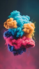 Fototapeta premium Abstract colorful smoke background concept Illustration beautiful multicolored cloud splashes. 3D rendering wallpaper