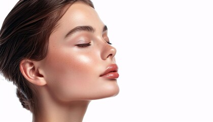 Fototapeta premium European Beauty with Smooth Complexion in a Sharp Mini Dress Close Up of Woman