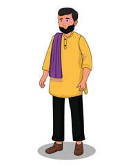 Indian village man cartoon character design