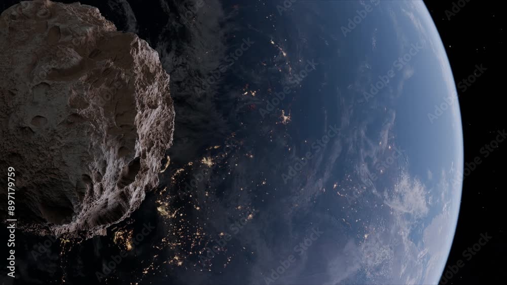 Sticker blue earth and asteroids in the space. view of planet earth from space. elements of this image furni