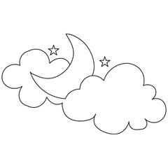 Moon  single line art, continuous one line drawing of  Isolated outline vector art
