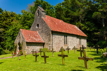 The ancient church of St Davids on Caldey Island, Wales