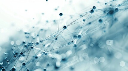 Global networking background, white backdrop, web of blue digital lines, pulsating nodes, clean and futuristic design.