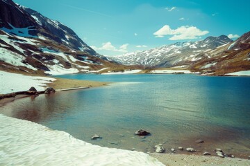 Old church in a field under a cloudy sky - film photo. Beautiful simple AI generated image in 4K, unique.