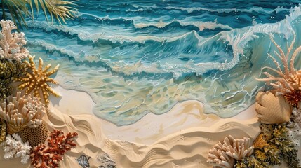 Obraz premium Detailed view of beach with coral and sand