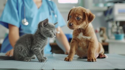 The kitten and the puppy