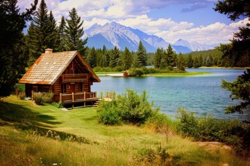 Old church in a field under a cloudy sky - film photo. Beautiful simple AI generated image in 4K, unique.