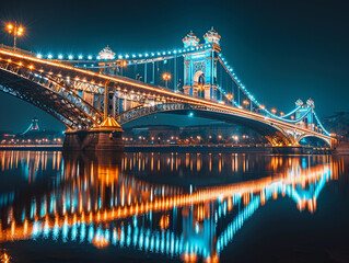 Obraz premium Illuminated Chain Bridge in Budapest at Night