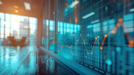 Business report with social impact metrics, social impact investment, copy space, transparency theme, ethereal, fusion, office backdrop, copy space for text,